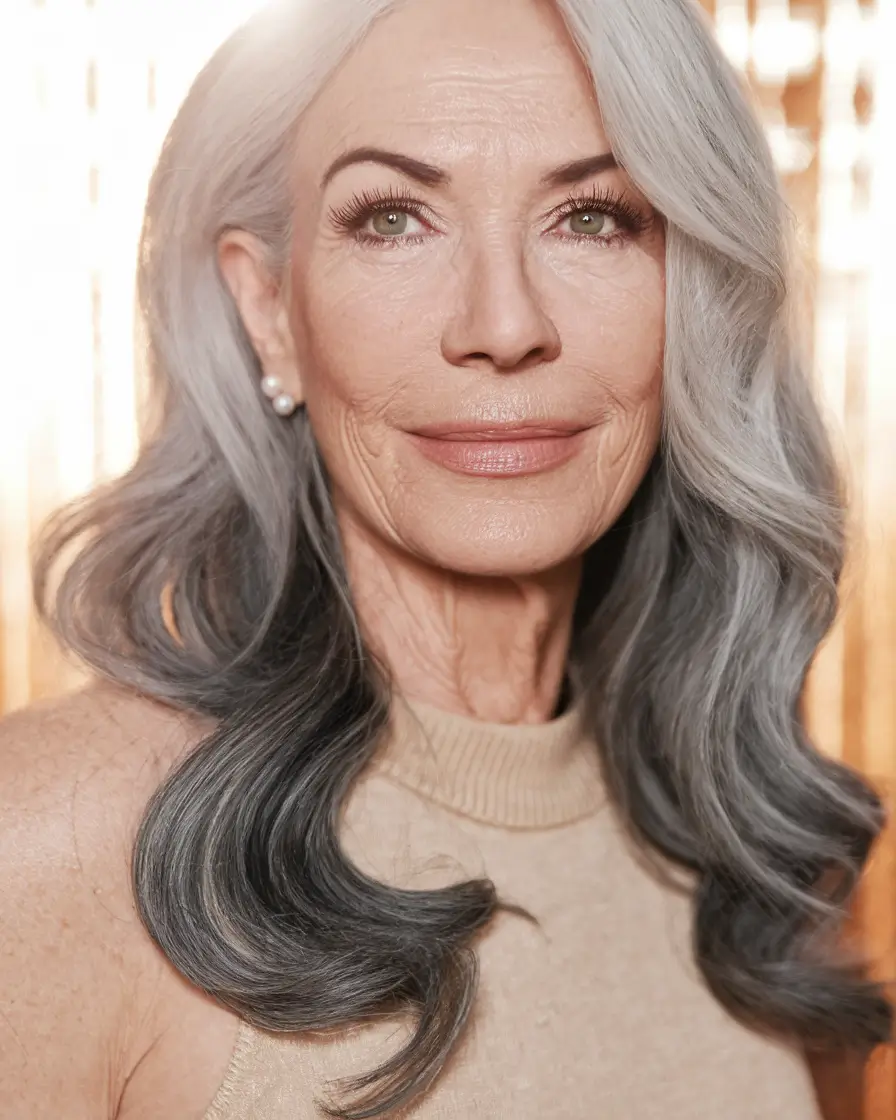 Hair Color & Winter Hairstyles for Women Over 50: 2025-2026 Soft Silver Waves with a Modern Glow