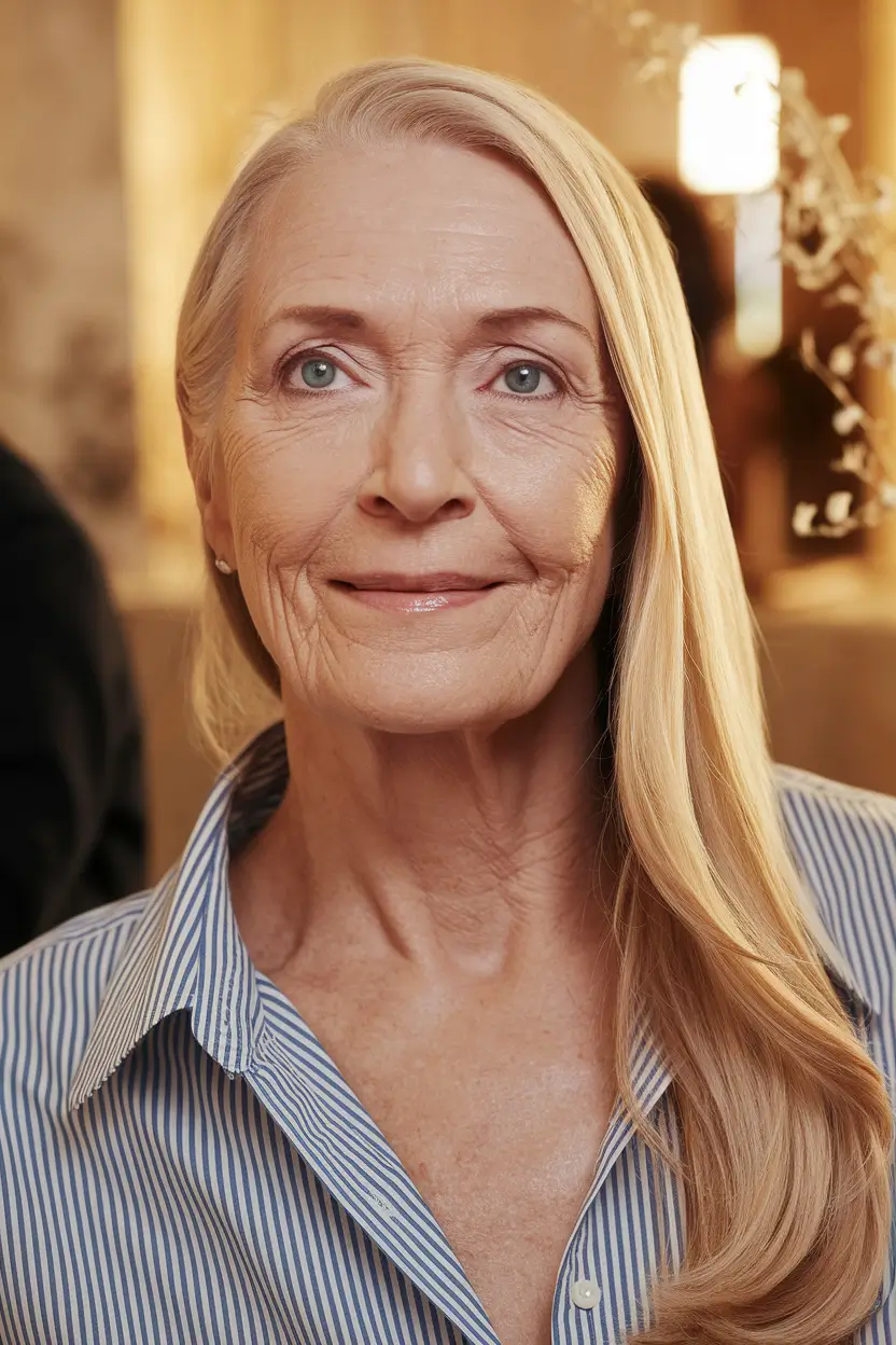 Hair Color & Winter Hairstyles for Women Over 50: 2025-2026 Timeless Straight Blonde with Sleek Length