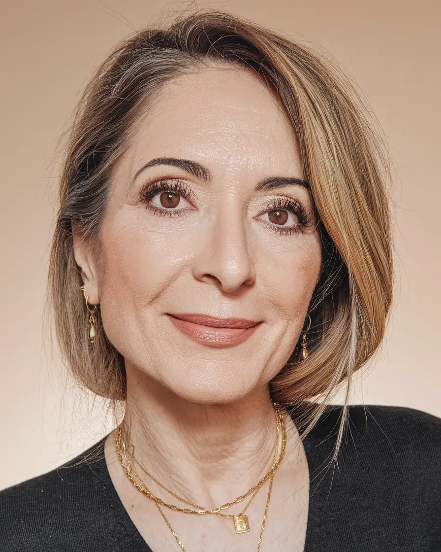 Hair Color & Winter Hairstyles for Women Over 50: 2025-2026 Caramel Balayage Bob with a Side Sweep