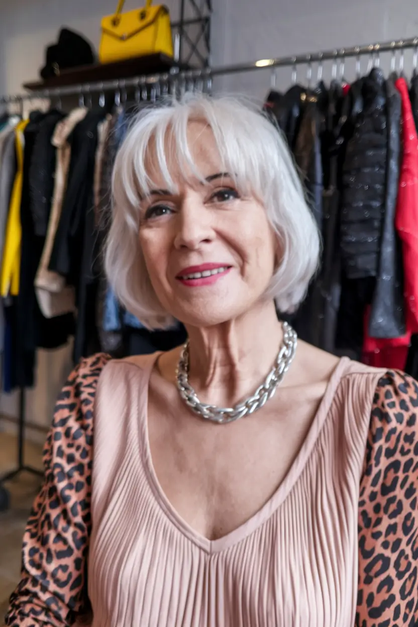 Hair Color & Winter Hairstyles for Women Over 60: 2025-2026 Soft White Bob with Movement