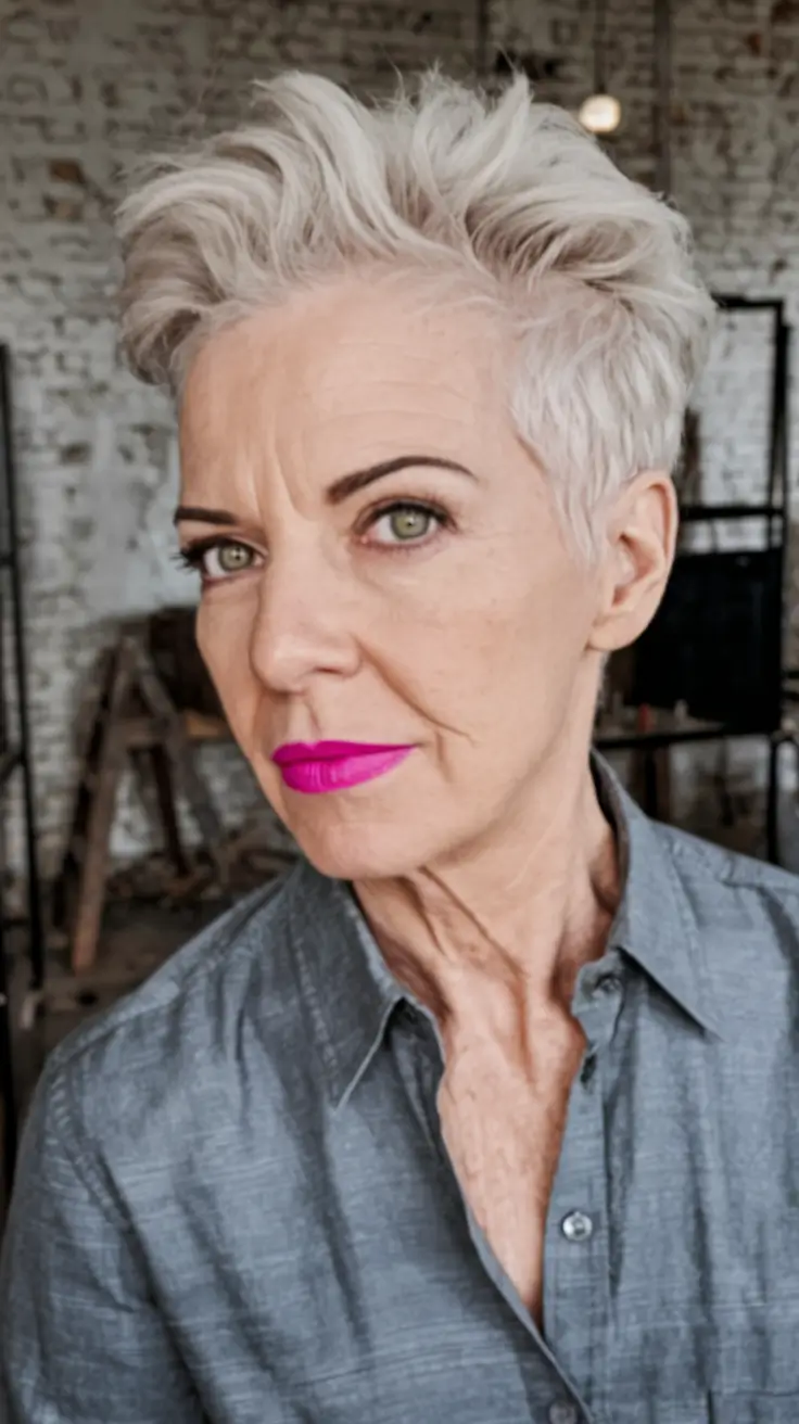 Hair Color & Winter Hairstyles for Women Over 60: 2025-2026 Silver Pixie with Attitude