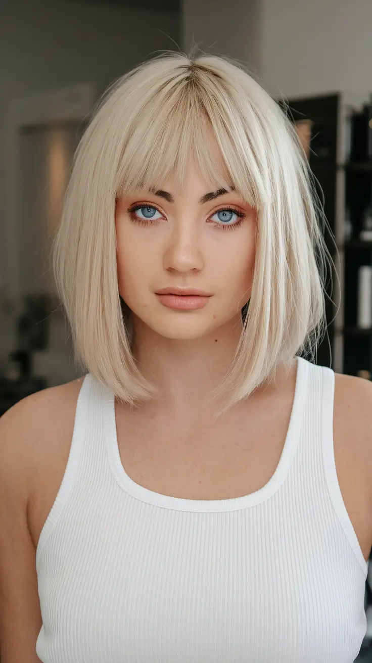 Haircuts to Try in October 2025 Blonde Bob with Bangs