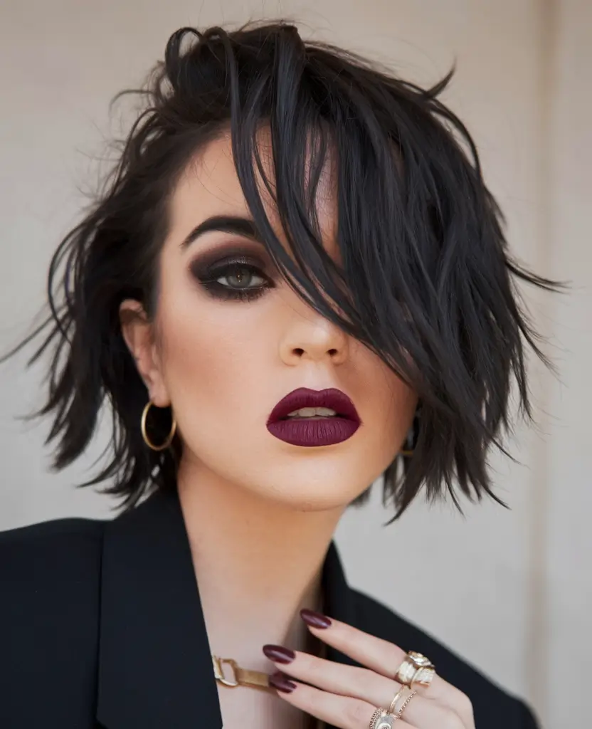 Modern Winter Haircuts Guide 2025-2026 Textured Jet-Black Bob