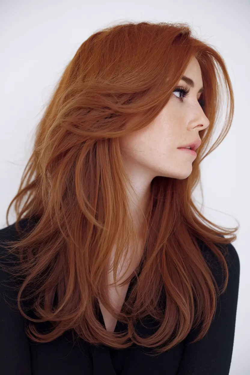 Modern Winter Haircuts Guide 2025-2026 Copper Waves with Voluminous Layers