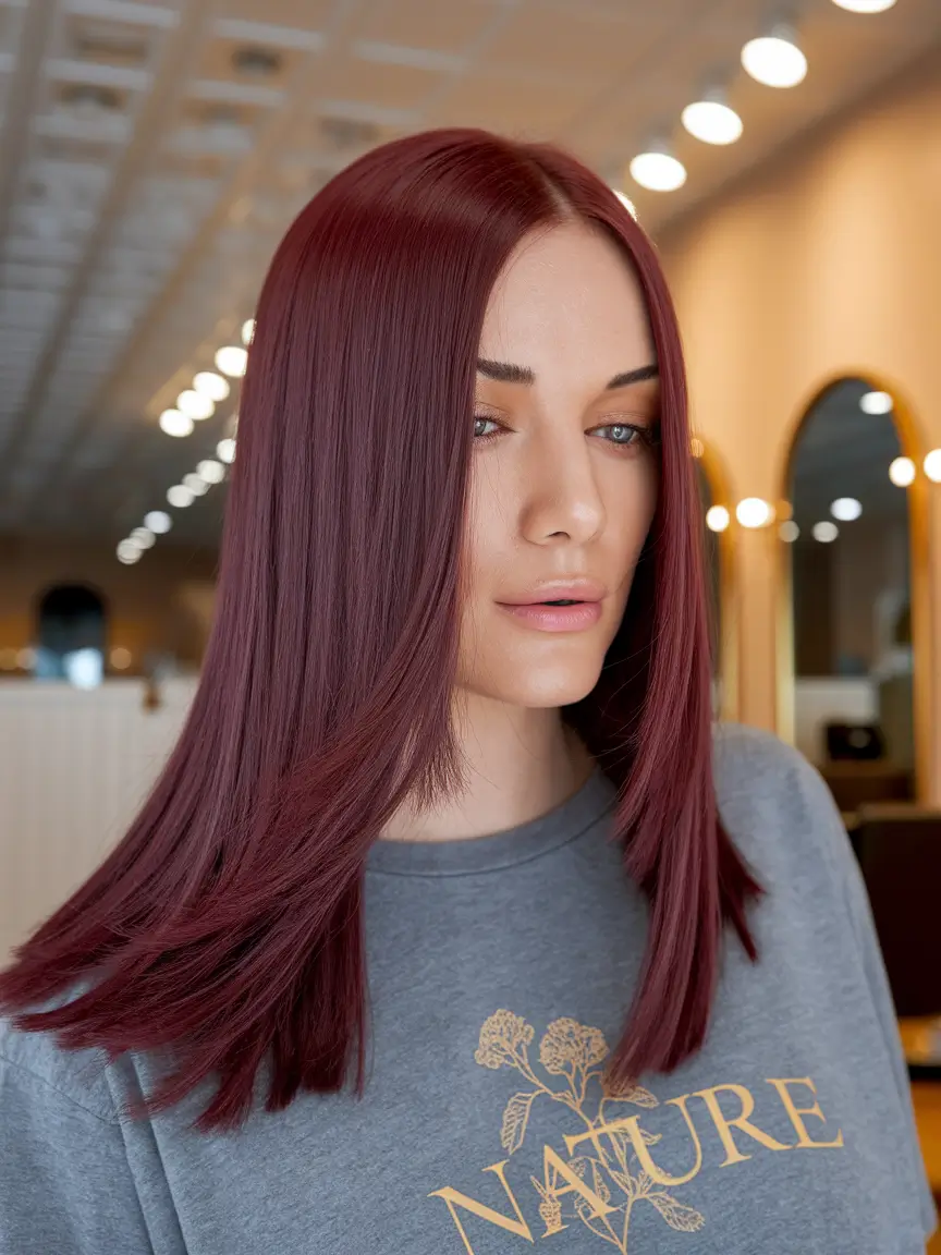 Modern Winter Haircuts Guide 2025-2026 Burgundy Sleek Straight Cut