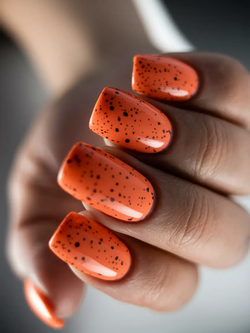 NEW Fall 2025 Nail Color Trends Playful Pumpkin Speckles