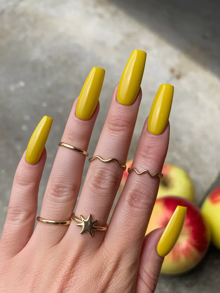 NEW Fall 2025 Nail Color Trends Golden Mustard Glam
