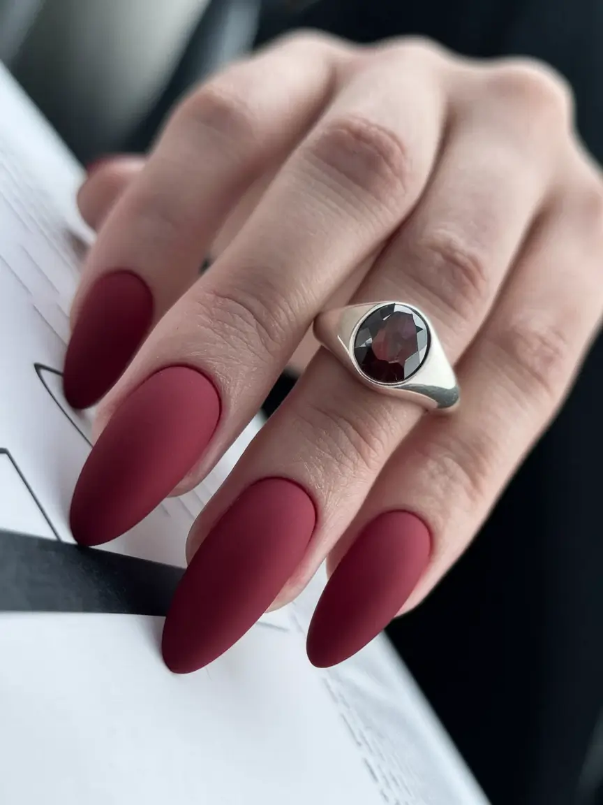 NEW Fall 2025 Nail Color Trends Velvety Matte Red