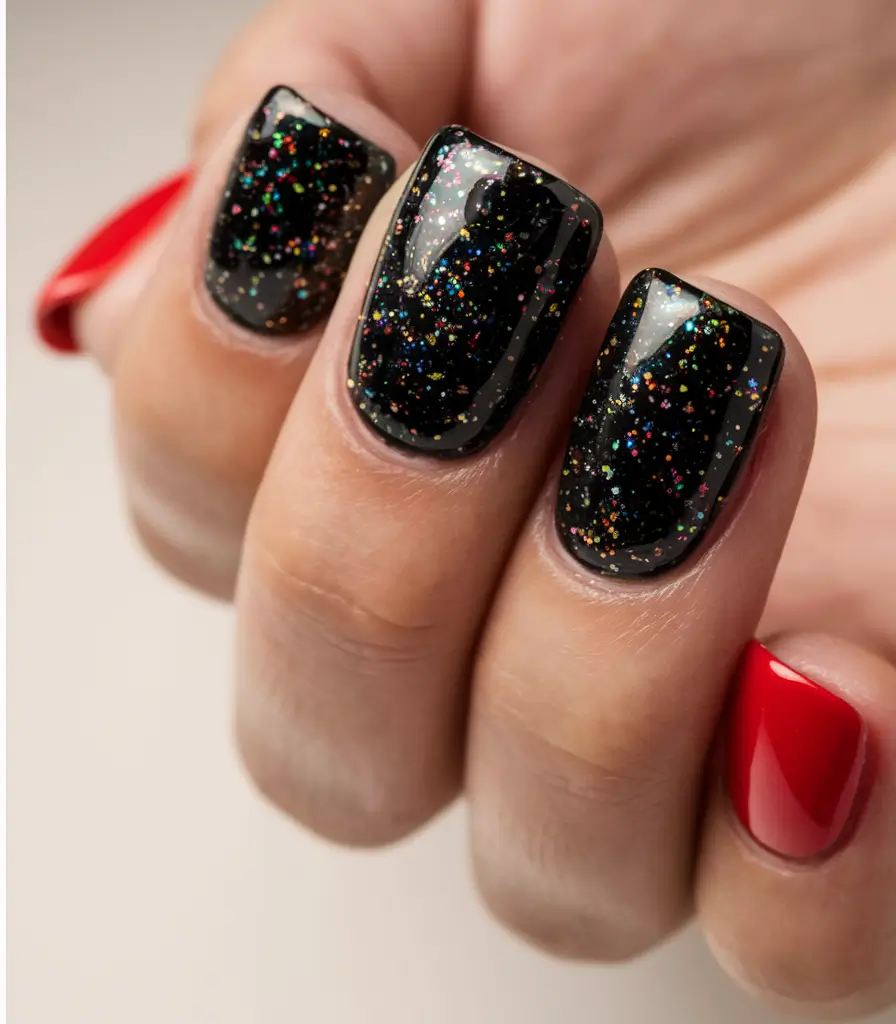 NEW Fall 2025 Nail Color Trends Short Glitter Drama