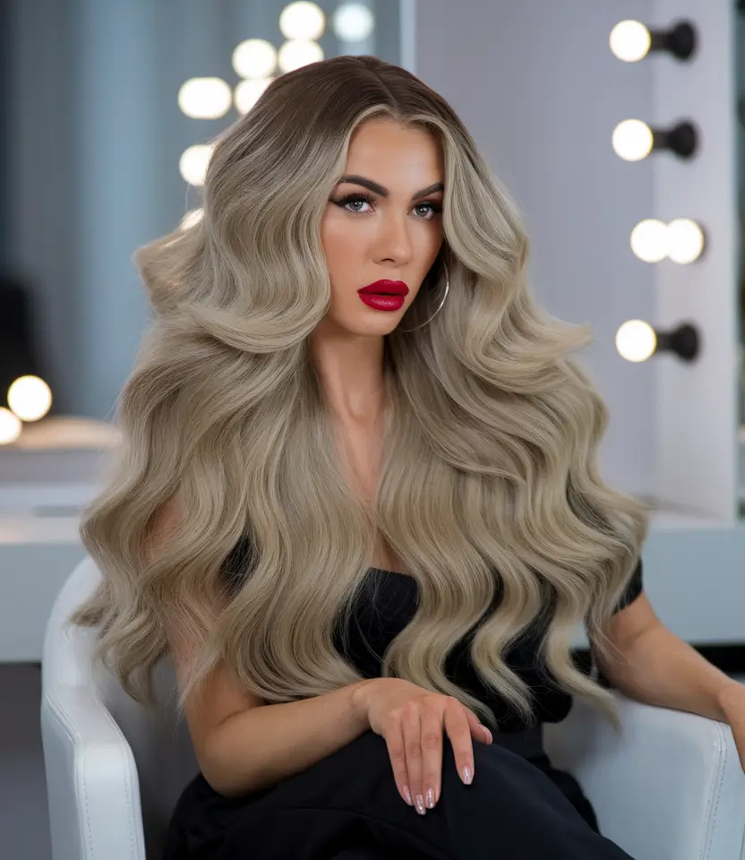 October 2025 Fall Hair Color Trends Ash Blonde Bombshell Waves