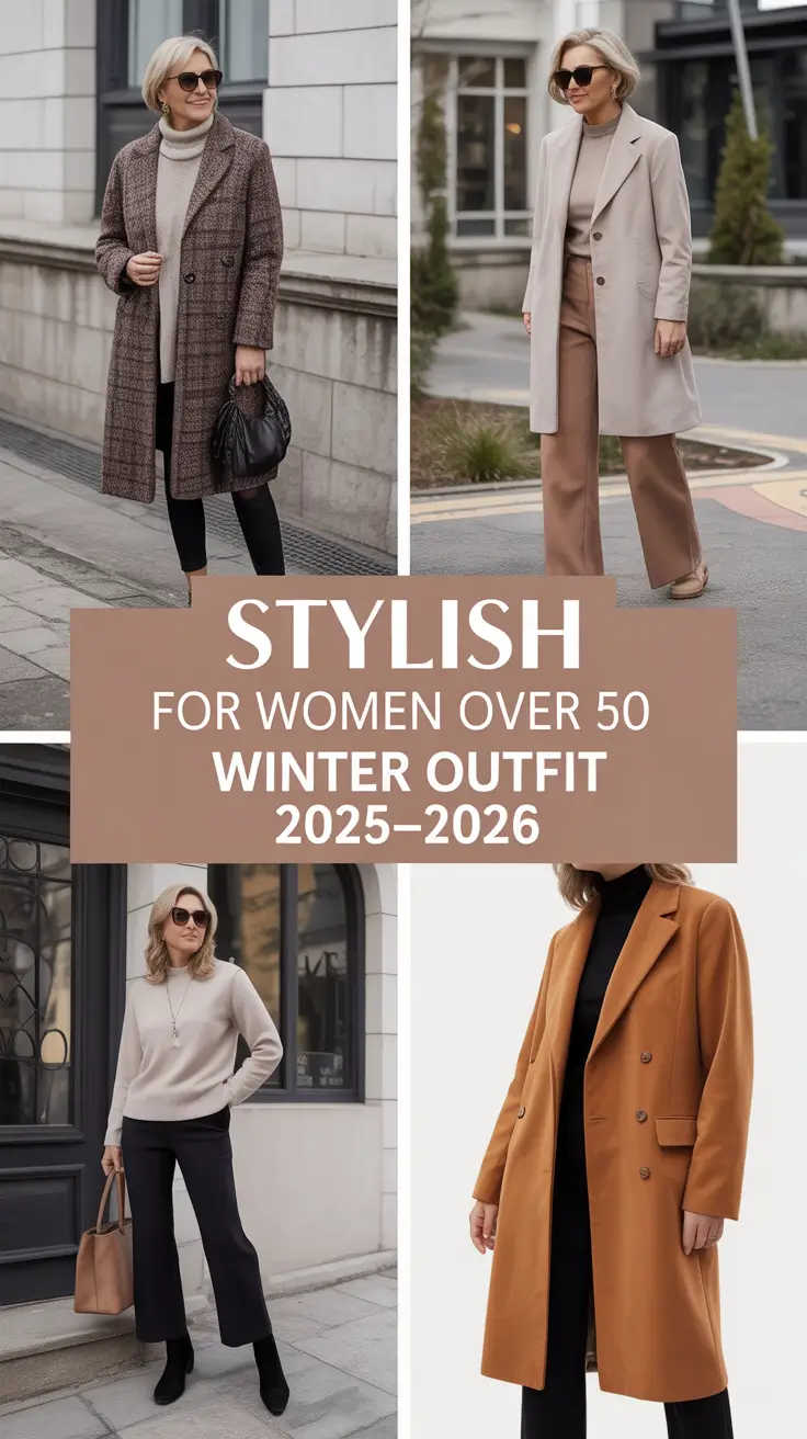 Stylish for Women Over 50 Winter Outfit 2025–2026: Classy & Casual Ideas