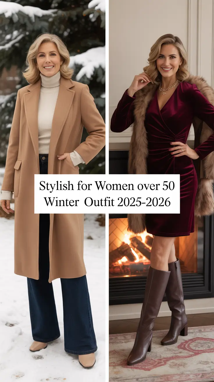 Stylish for Women Over 50 Winter Outfit 2025–2026: Classy & Casual Ideas