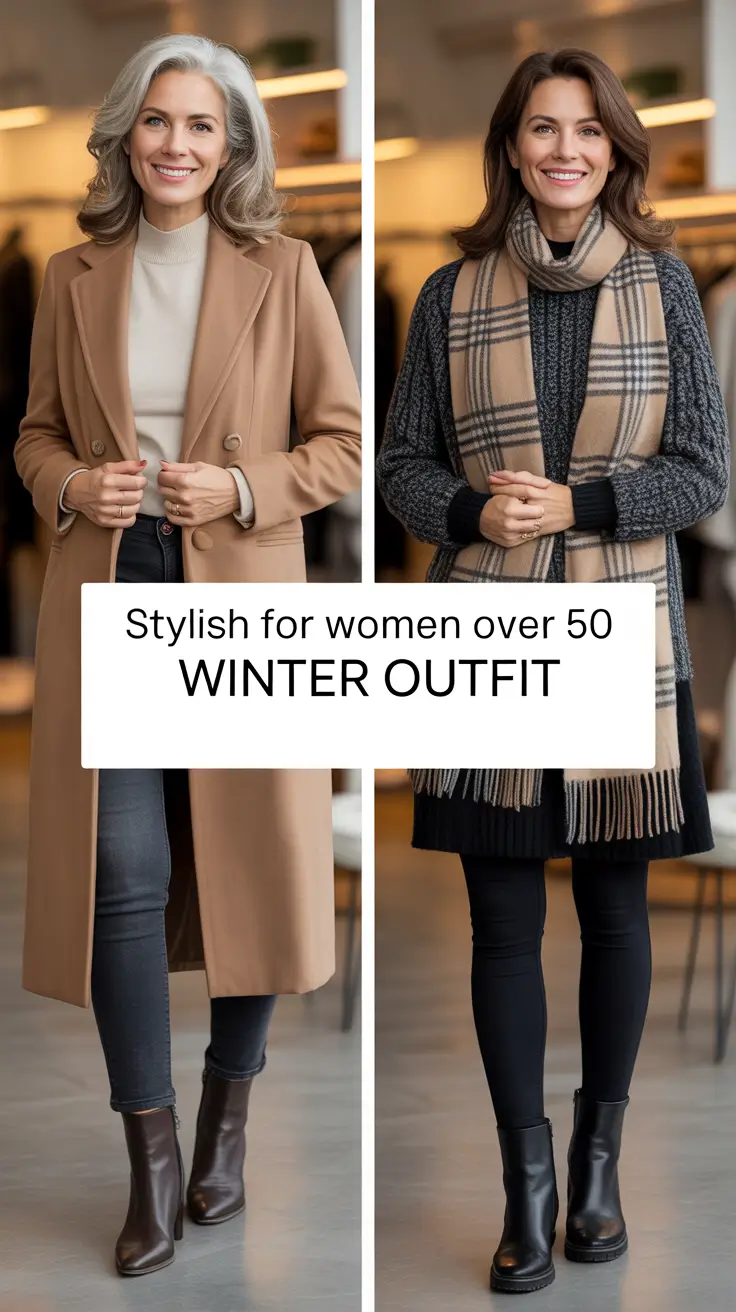 Stylish for Women Over 50 Winter Outfit 2025–2026: Classy & Casual Ideas