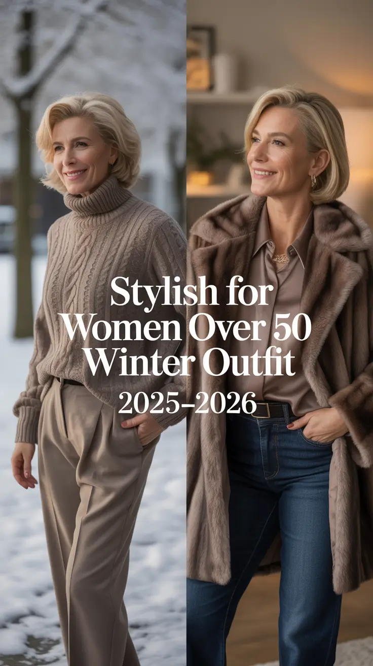 Stylish for Women Over 50 Winter Outfit 2025–2026: Classy & Casual Ideas