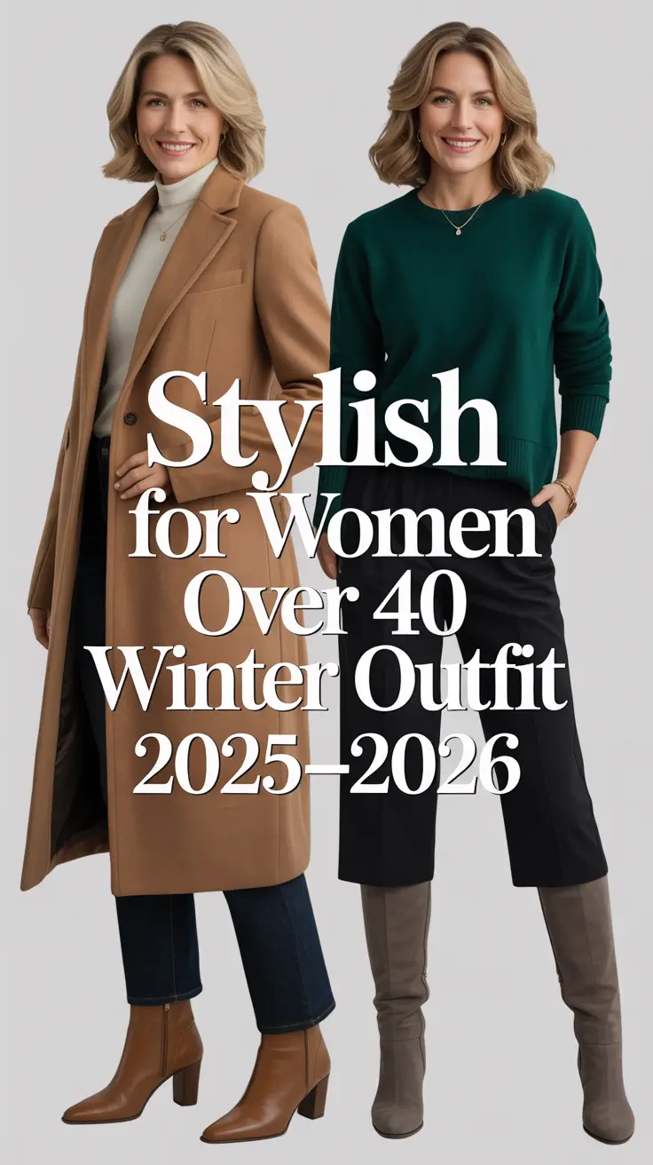 Stylish for Women Over 40 Winter Outfit 2025–2026: Trendy Ideas and Everyday Chic