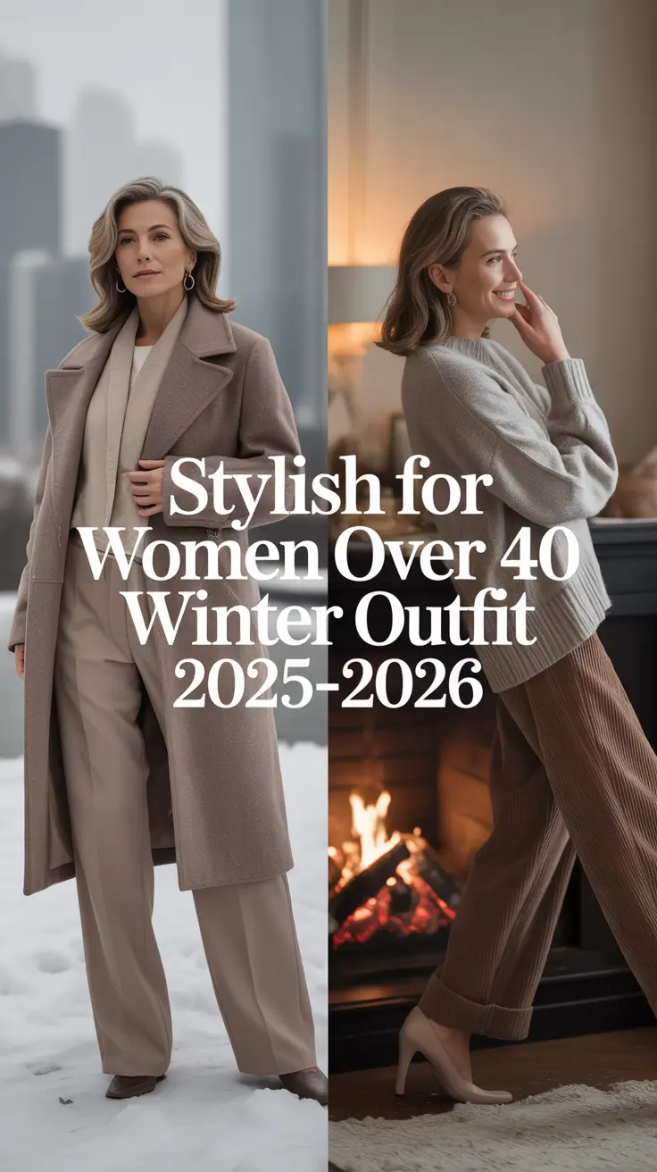 Stylish for Women Over 40 Winter Outfit 2025–2026: Trendy Ideas and Everyday Chic