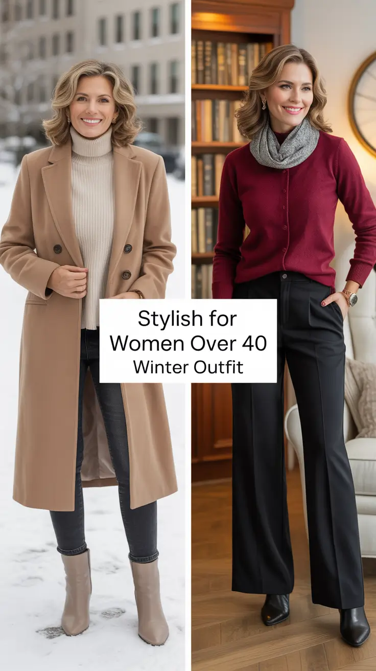 Stylish for Women Over 40 Winter Outfit 2025–2026: Trendy Ideas and Everyday Chic