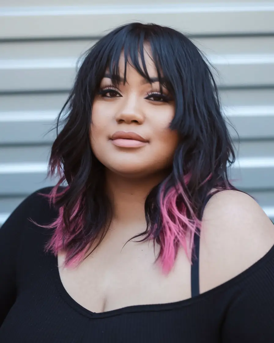 Plus Size Winter Haircuts for Women 2025 / 2026 Edgy Mullet with Bold Color Pop