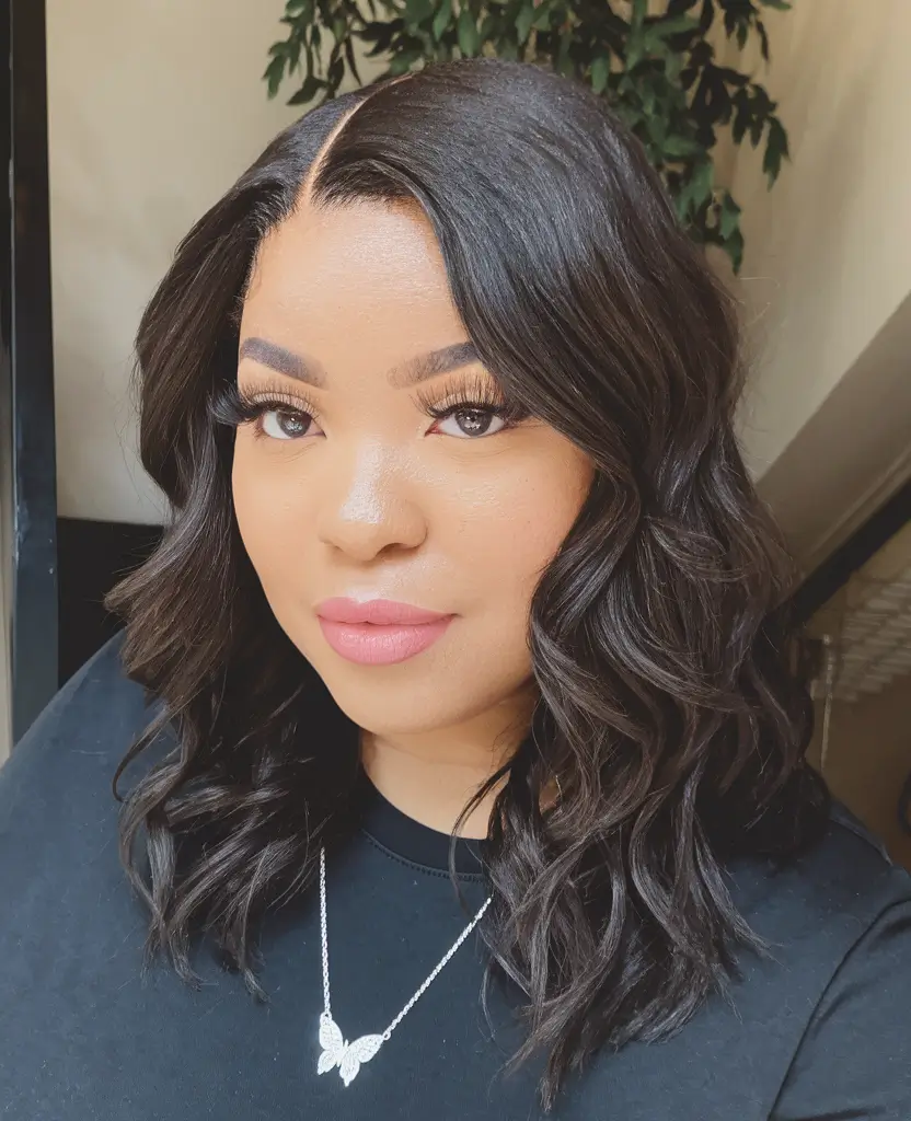 Plus Size Winter Haircuts for Women 2025 / 2026 Shoulder Length Waves with Subtle Layers