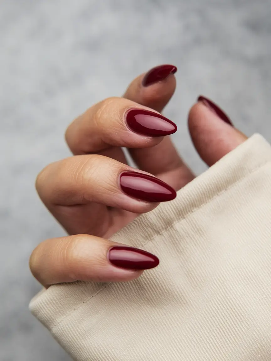 Red Fall Nail Designs 2025 Classic Wine Almonds