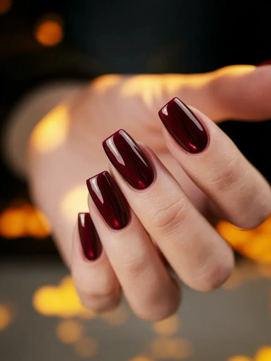 Simple Fall Nails Ideas 2025 Classic Burgundy Elegance