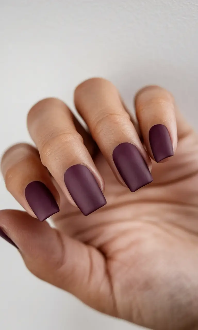 Simple Fall Nails Ideas 2025 Matte Plum Sophistication