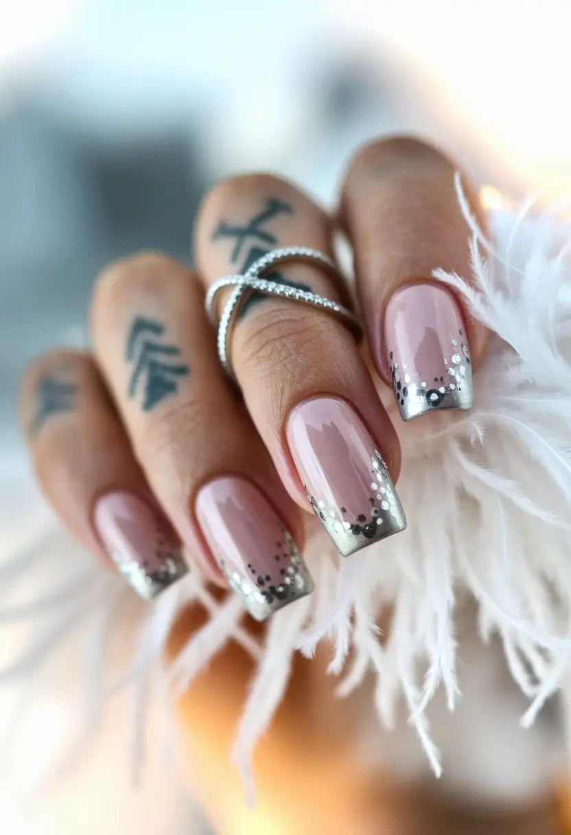 Simple Fall Nails Ideas 2025 Silver-Tipped Elegance