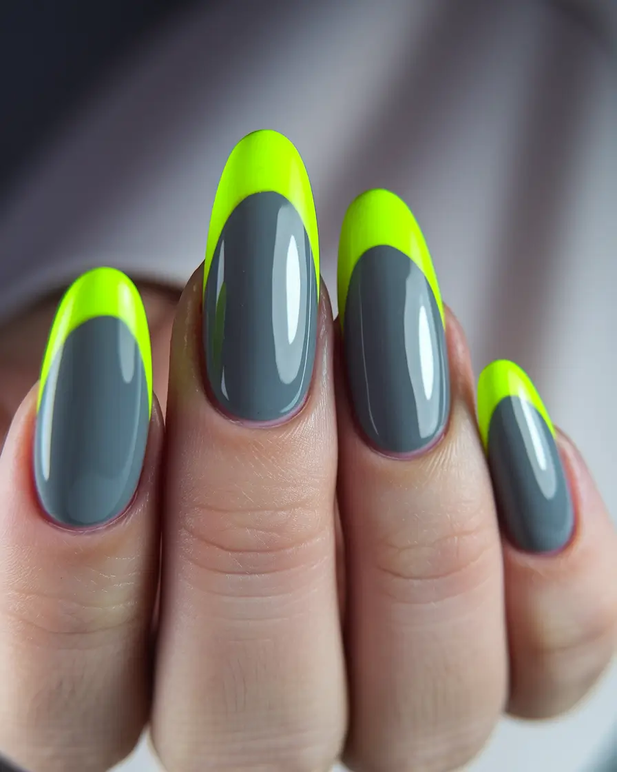 Simple Fall Nails Ideas 2025 Neon French Twist
