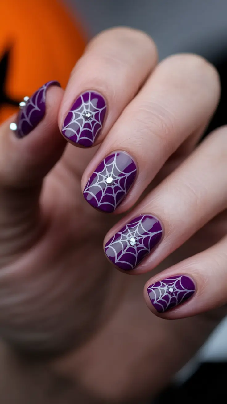Simple Fall Nails Ideas 2025 Purple Web Play