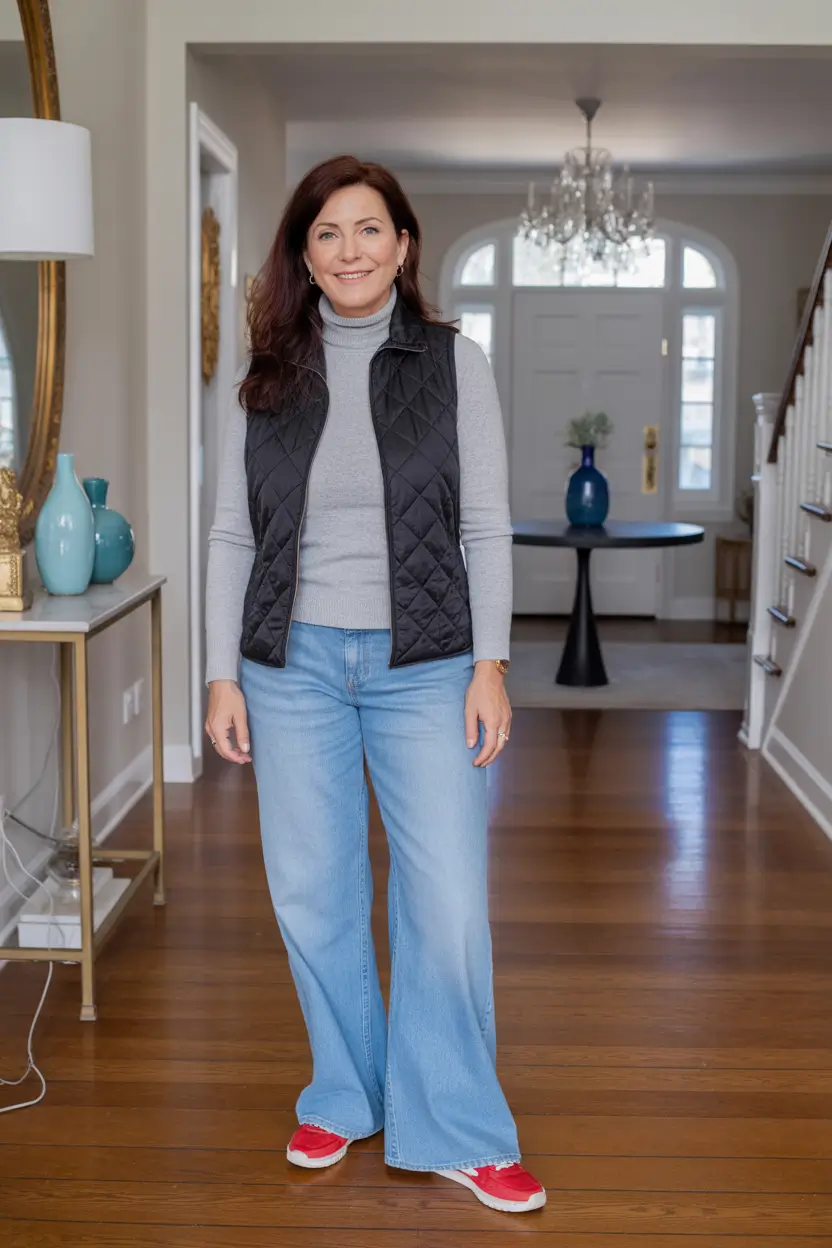 Stylish for Women Over 40 Winter Outfit 2025–2026 Relaxed Layers with a Pop of Color