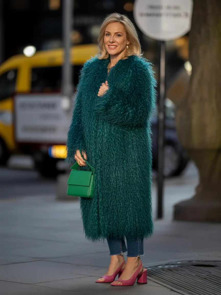 Stylish for Women Over 50 Winter Outfit 2025-2026 Emerald Drama Meets Modern Playfulness