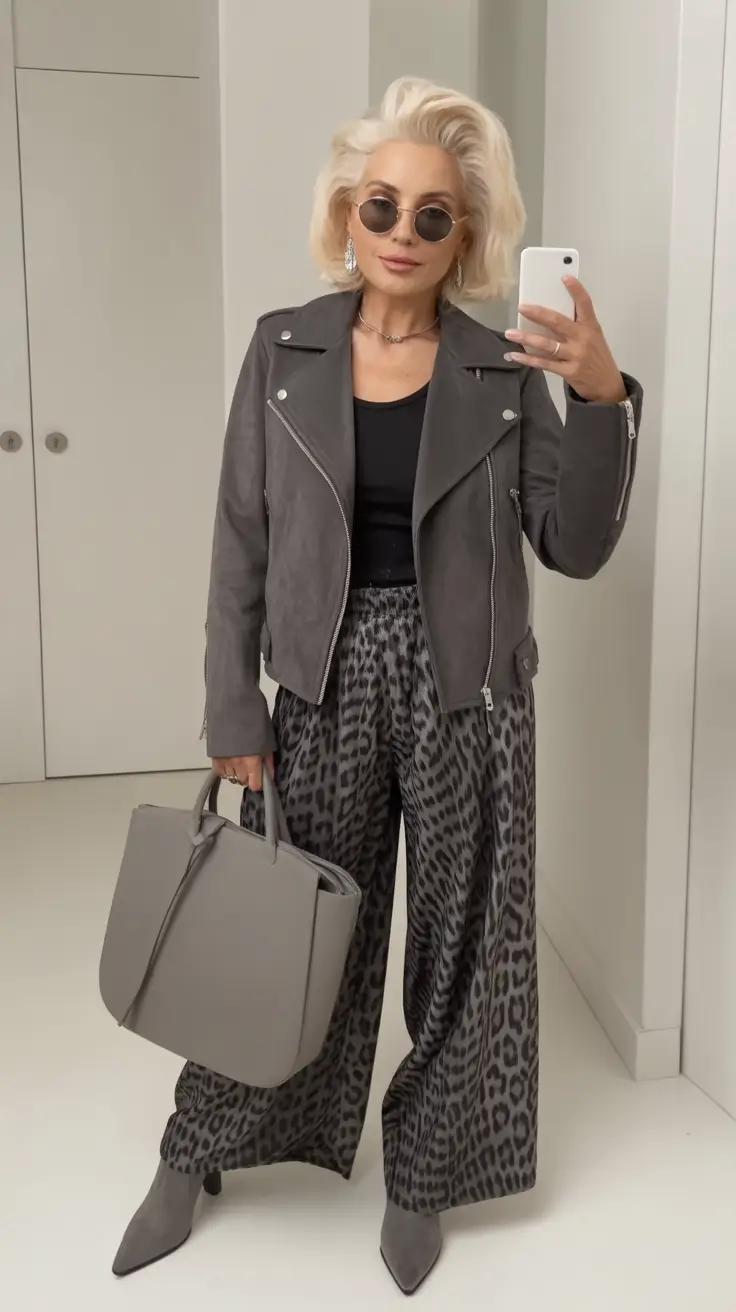Stylish for Women Over 50 Winter Outfit 2025-2026 Monochrome Gray with a Wild Side