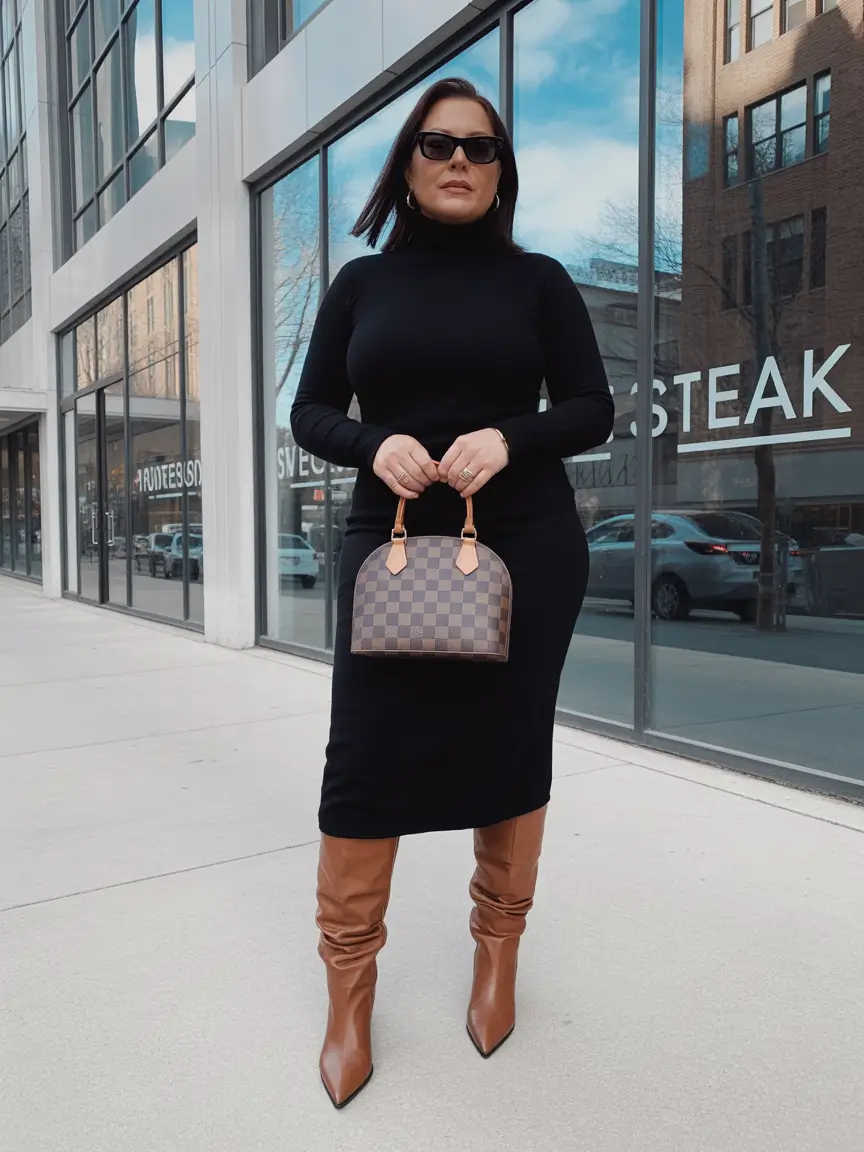 Stylish for Women Over 50 Winter Outfit 2025-2026 The Black Dress Power Play