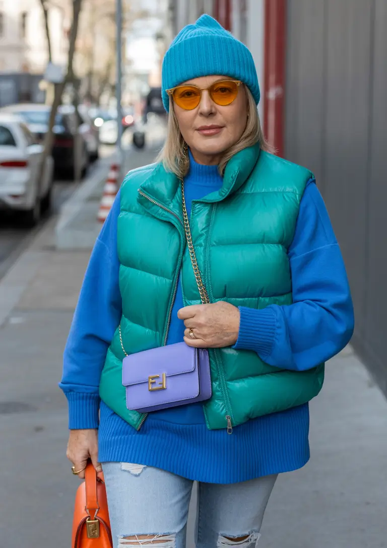 Stylish for Women Over 50 Winter Outfit 2025-2026 Bold Color Blocking for Winter Energy
