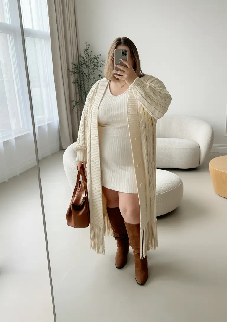 Stylish Plus Size Outfits Winter 2025–2026 Winter Whites with a Twist