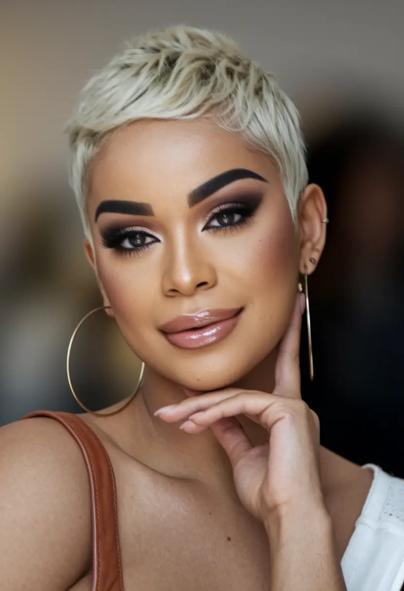 Stylish Short Winter Haircut Ideas 2025-2026 Blonde Tapered Pixie with Glam Finish