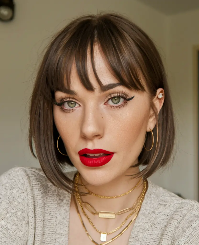 Stylish Short Winter Haircut Ideas 2025-2026 French Bob with Wispy Bangs