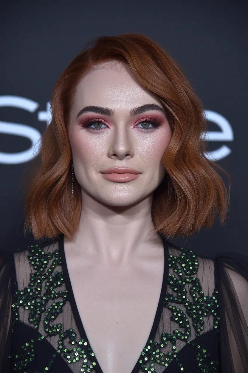 Trending Medium Haircuts Winter 2025-2026 Short Copper Bob with Loose Waves