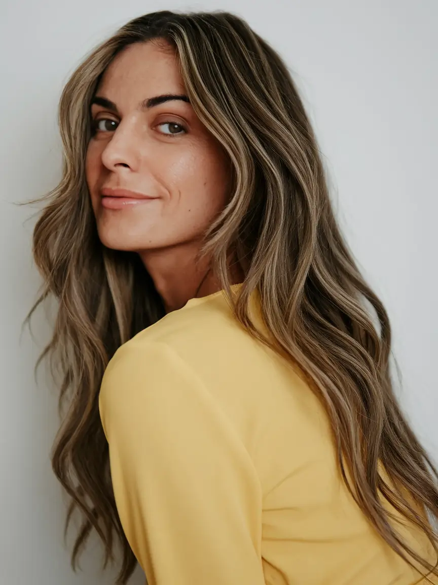 Trending Medium Haircuts Winter 2025-2026 Sunlit Brunette Waves