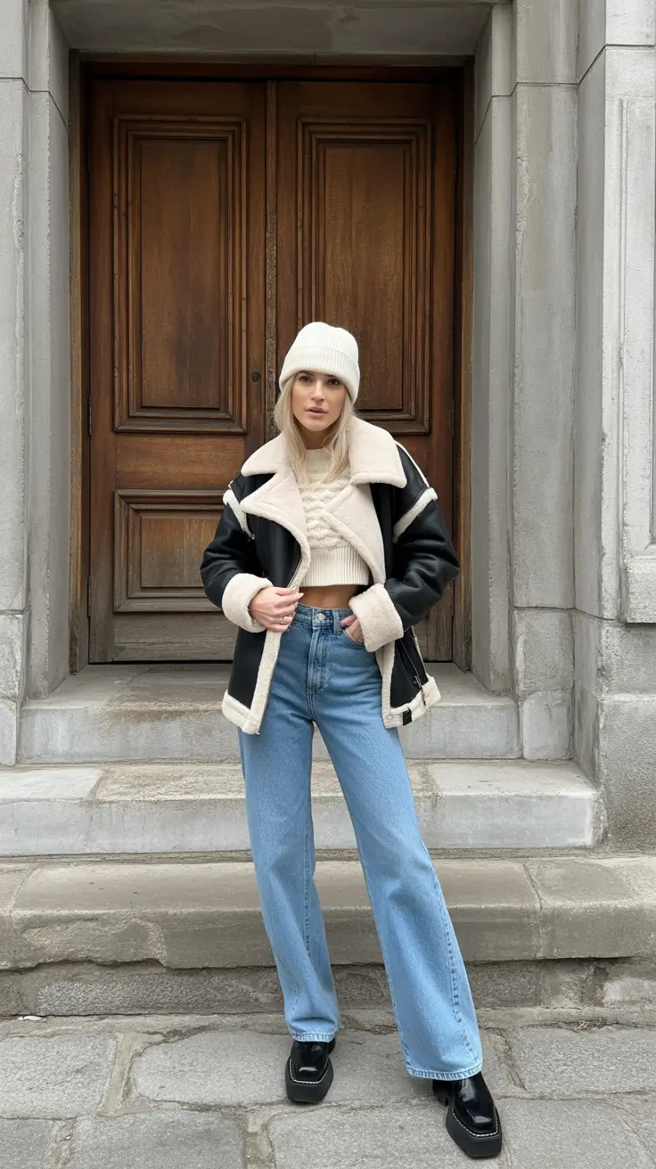 Trendy Outfit for Winter 2025 / 2026 Effortless Shearling Layers