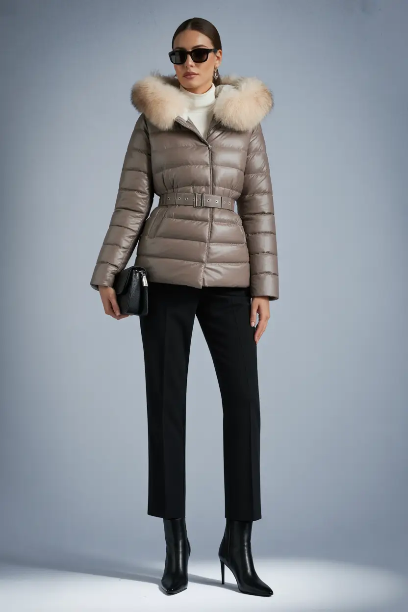 Trendy Winter 2025 - 2026 Puffer Jacket Outfit Elegant Belted Finish