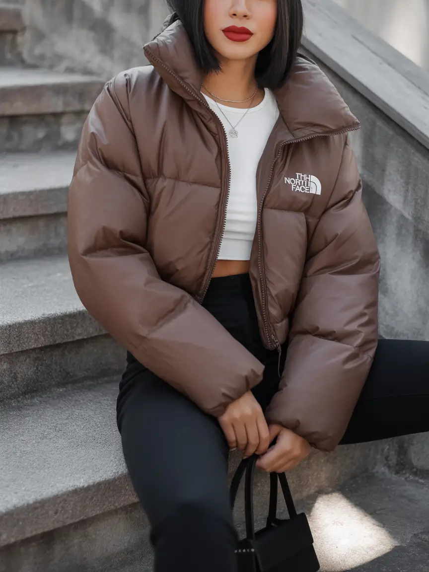 Trendy Winter 2025 - 2026 Puffer Jacket Outfit Sport Luxe With The North Face
