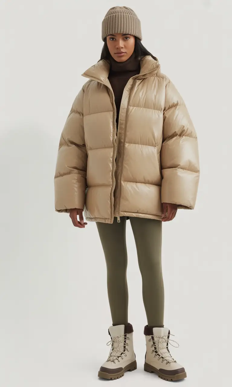 Trendy Winter 2025 - 2026 Puffer Jacket Outfit Neutral Cozy Layers