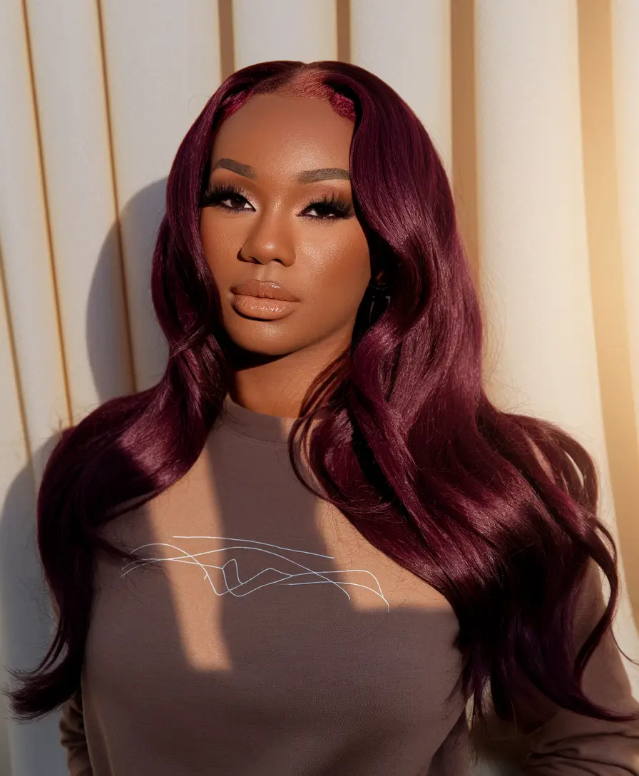 Winter 2025-2026 Hair Colors Ideas for Black Women Deep Burgundy Allure