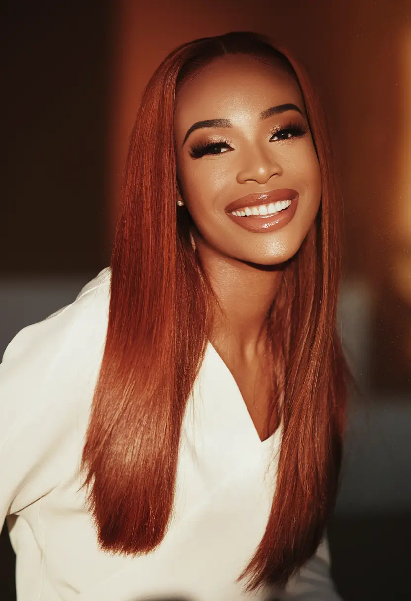 Winter 2025-2026 Hair Colors Ideas for Black Women Fiery Red Confidence