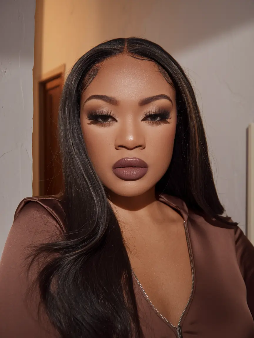 Winter 2025-2026 Hair Colors Ideas for Black Women Chestnut Brunette with Dimension