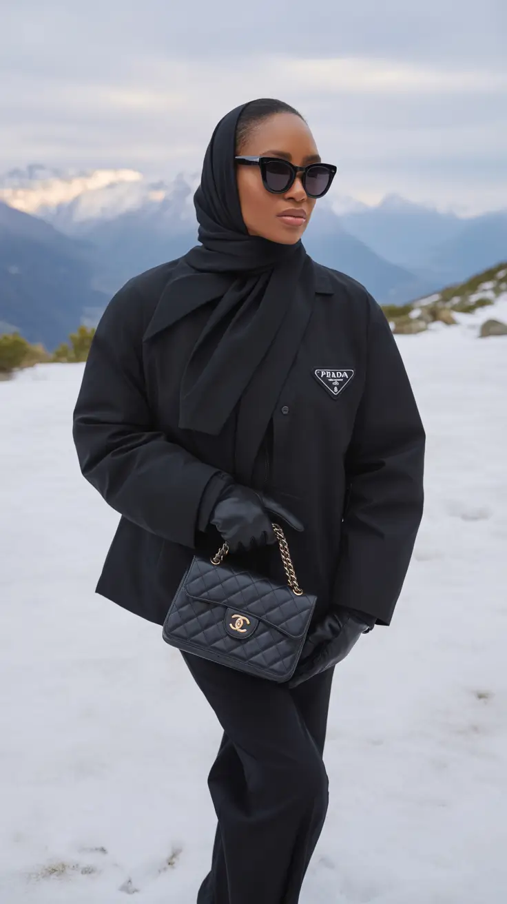Winter 2025 - 2026: Outfits for Black Girl All-Black Elegance in the Snow