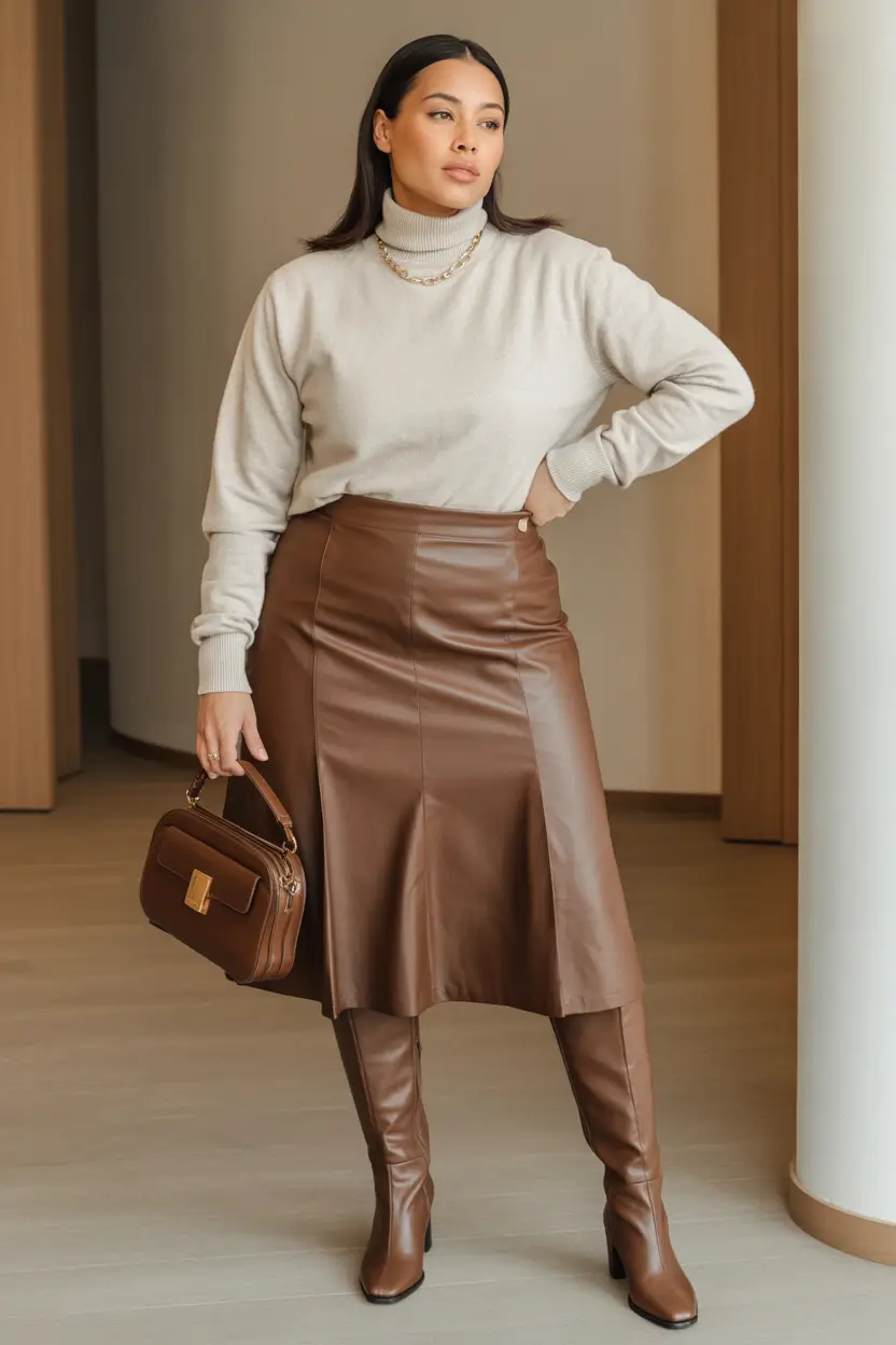 Work Outfits for Women: Winter 2025 - 2026 Leather Skirt Sophistication