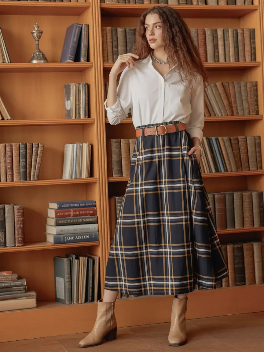 Work Outfits for Women: Winter 2025 - 2026 Library Plaid and Belted Detail