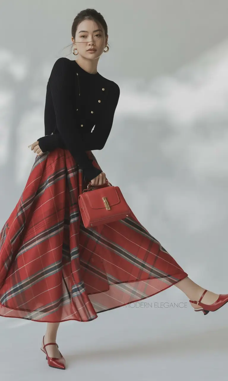 Work Outfits for Women: Winter 2025 - 2026 Red Plaid Elegance